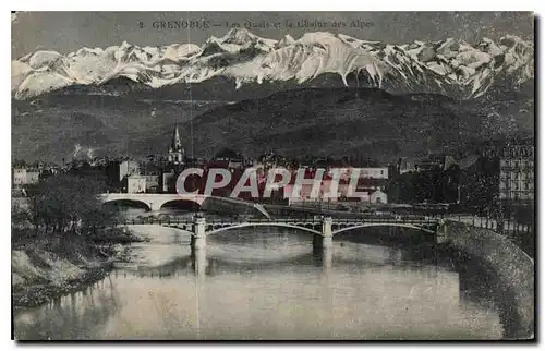 Cartes postales Grenoble les Quais et la Chaine des Alpes