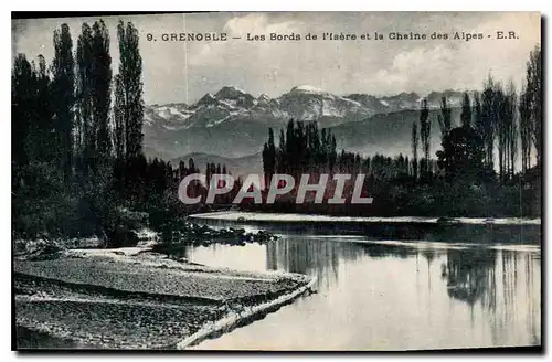 Cartes postales Grenoble les Bords de l'Isere et la Chaine des Alpes