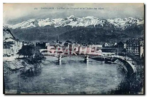 Ansichtskarte AK Grenoble le Pont de l'Hopital et la Chaine des Alpes