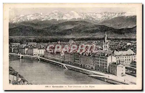 Cartes postales Grenoble vue generale et les Alpes