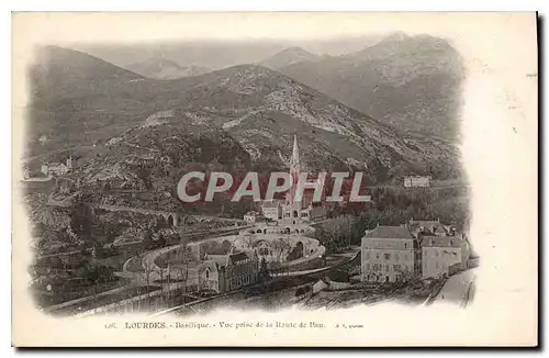 Cartes postales Lourdes Basilique vue prise de la Route de Pau