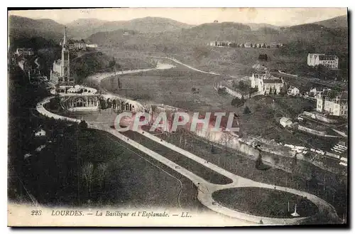 Cartes postales Lourdes la Basilique et l'Esplanade