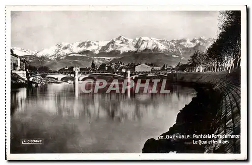 Cartes postales Grenoble Pont de la Porte de France le Quai et les Alpes