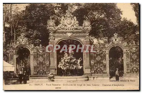 Cartes postales Nancy Place Stanislas Grilles en fer forge de Jean Lamour Fontaine d'Amphitrite