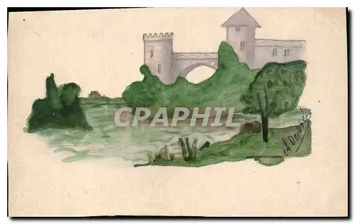 Ansichtskarte AK Chateau (dessin a la main)