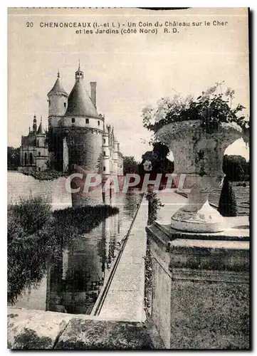 Cartes postales Chenonceaux I et L un Coin du Chateau sur le Cher et les Jardins Cote Nord