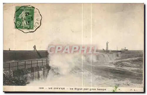 Cartes postales Le Havre la Digue gros Temps