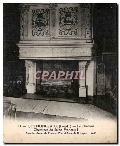 Ansichtskarte AK Chenonceaux I et L le Chateau Cheminee du Salon Francois Ier avec les Armes de Francois Ier d'An