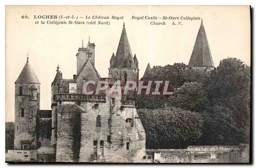 Ansichtskarte AK Loches I et L le Chateau Royal et la Collegiale St Ours Cote Nord