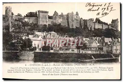 Cartes postales Chinon I et L Ruines du Chateau Mon Hist