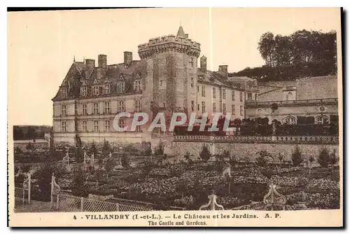 Cartes postales Villandry I et L le Chateau et les Jardins