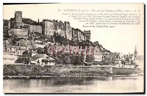 Cartes postales Chinon I et L Ruines du Chateau Mon hist