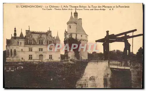 Ansichtskarte AK Chenonceaux le Chateau l'Aile Thomas Bohier la Tour des Marques et le Pont levis