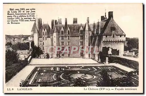 Cartes postales Langeais le Chateau XV S Facade Interieure