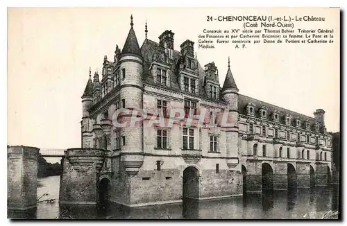 Cartes postales Chenonceau I et L le Chateau Cote nord ouest