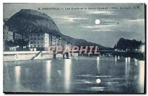 Cartes postales Grenoble les Quais et le Saint Eynard effet de nuit