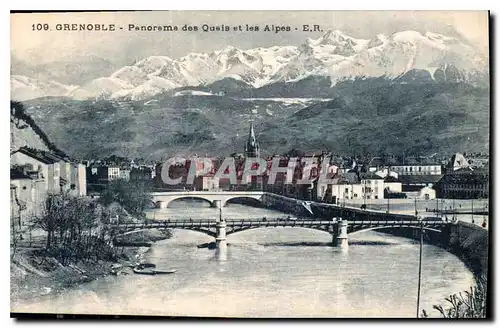 Ansichtskarte AK Grenoble panorama des Quais et les Alpes