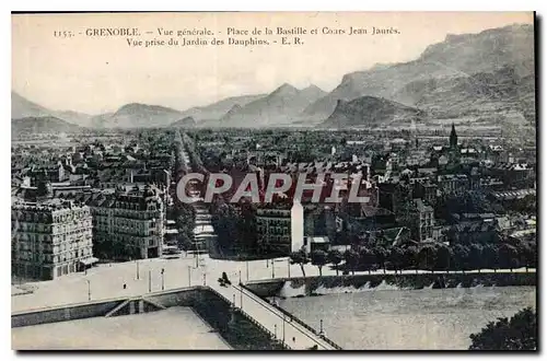 Cartes postales Grenoble vue generale place de la Bastille et cours Jean Jaures vue prise du Jardin des Dauphins