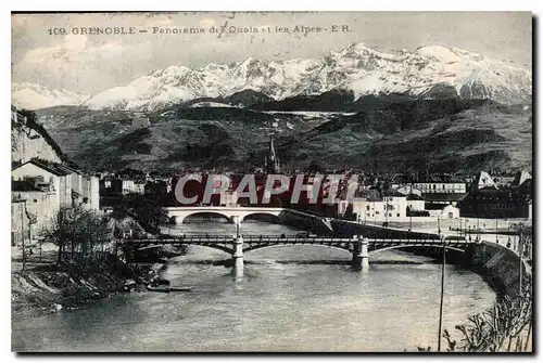 Ansichtskarte AK Grenoble panorama des Quais et les Alpes