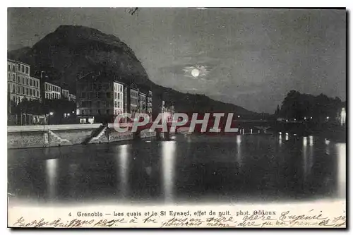 Cartes postales Grenoble les quais et le St Eynard effet de nuit