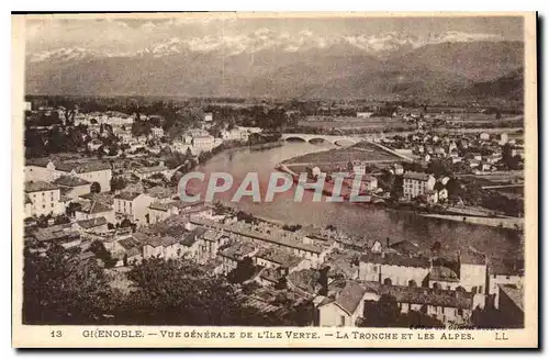 Cartes postales Grenoble vue generale de l'ile Verte la Tronche et les Alpes