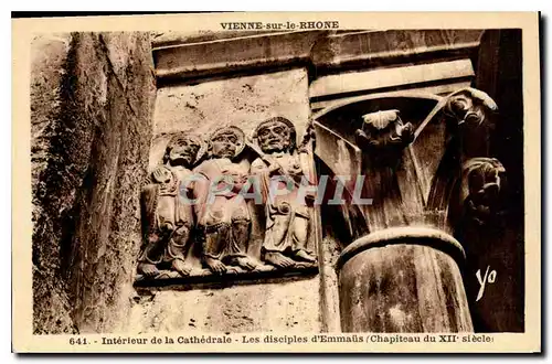 Cartes postales Intereur de la Cathedrale les disciples d'Emmaus Chapiteau du XII siecle