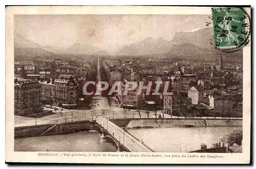 Cartes postales Grenoble vue generale le pont de France et le Cours Saint Andre vue prise du Jardin des Dauphins