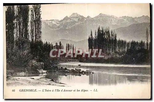 Ansichtskarte AK Grenoble L'Isere et L'Ile d'Amour et les Alpes