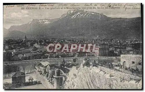 Cartes postales Grenoble Vue generale et le Moucherotte vue prise du Jardin des Dauphins