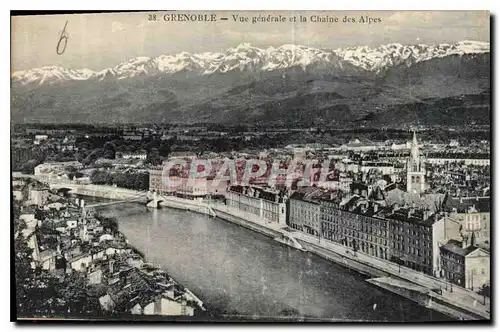 Cartes postales Grenoble Vue generale et la Chaine des Alpes