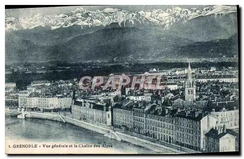 Cartes postales Grenoble Vue generale et la Chaine des Alpes