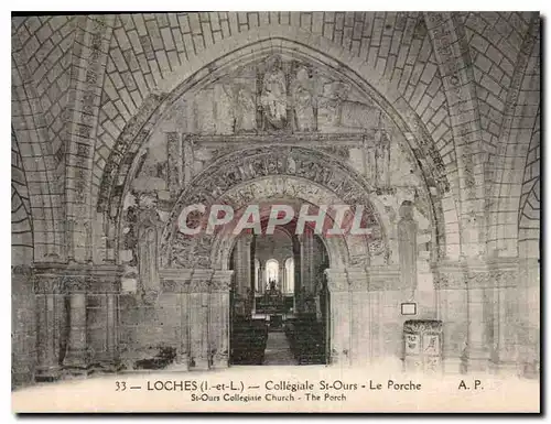 Ansichtskarte AK Loches I et L Collegiale St Ours Le Porche