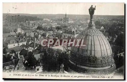 Ansichtskarte AK Tours I et L La Dome de la Basilique St Martin et vue generale vers l'Hotel de Ville