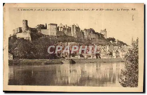 Cartes postales Chinon I et L Vue generale du Chateau Mon hist La Vienne