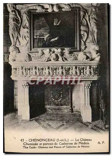 Ansichtskarte AK Chenonceau I et L Le Chatau Cheminee et portrait de Catherine de Medicis