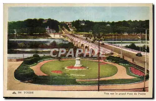 Ansichtskarte AK Tours Vue sur le Grand Pont de Pierre