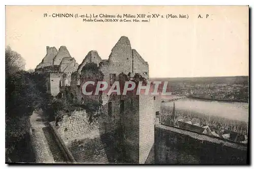 Cartes postales Chinon I et L L Chateau du Milieu XIII et XV s Mon hist