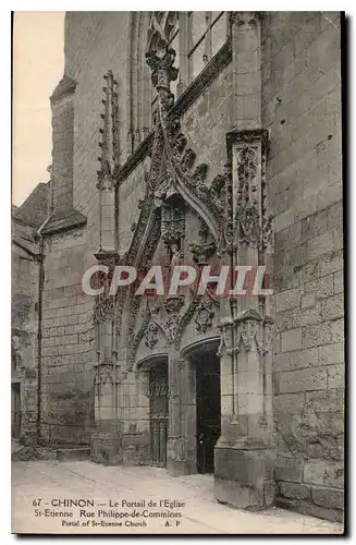 Cartes postales Chinon Le Portail de l'Eglise St Etienne Rue Philippe de Commines