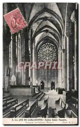 Ansichtskarte AK La Cite de Carcassonne Eglise Saint Nazaire Transpert meridional Rosace