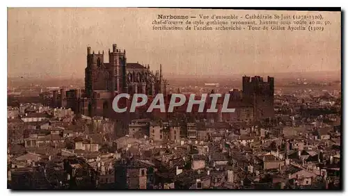 Cartes postales Narbonne Vue d'ensemble Cathedrale St Just Tour de Gilles Aycelin