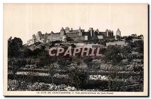 Ansichtskarte AK La Cite de Carcassonne Vue panoramique du Sud Ouest