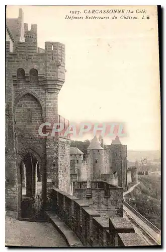 Ansichtskarte AK Carcassonne La Cite Defenses Exterieurs du Chateau