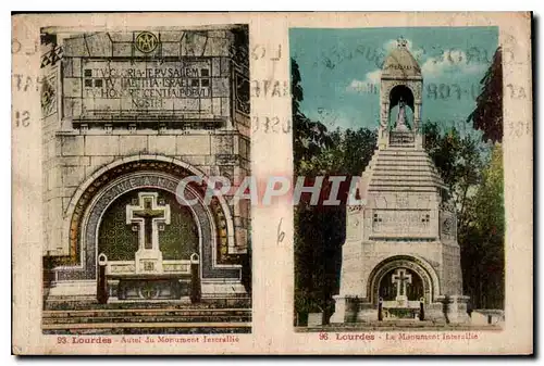 Cartes postales Lourdes Autel du Monument Interallie le Monument Interaillie