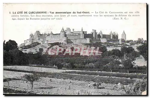 Ansichtskarte AK La Cite de Carcassonne Vue panoramique du Sud Ouest La Cite de Carcassonne est une ville entiere