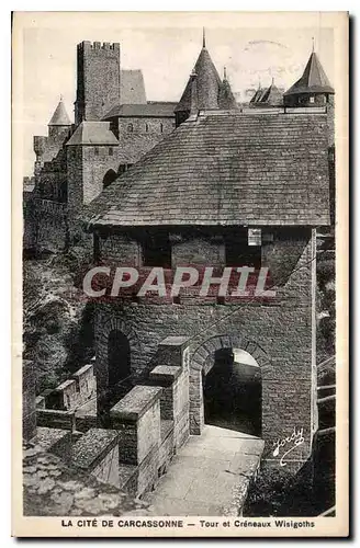 Cartes postales La Cite de Carcassonne Tour et Creneaux Wisigoths
