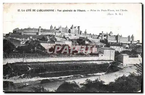 Ansichtskarte AK La Cite de Carcassonne Vue generale de l'Ouest Prise du Port Vieux sur L'Aude