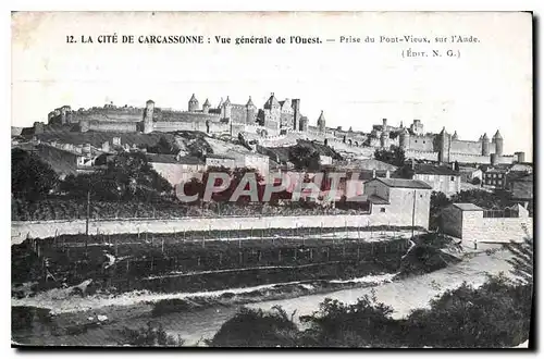 Cartes postales La Cite de Carcassonne Vue generale de l'Ouest Prise du Port Vieux sur L'Aude