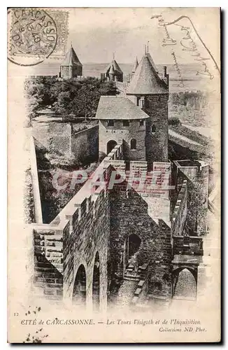 Cartes postales Cite de Carcassonne Les Tours Wisigoth et de l'inquisition