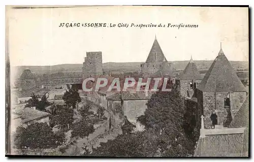 Ansichtskarte AK Carcassonne La Cite Perspective des Fortifications