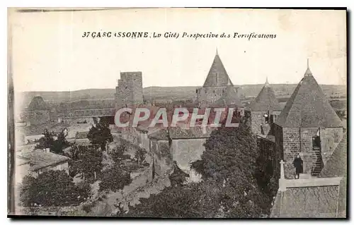 Cartes postales Carcassonne La Cite Perspective des Fortifications